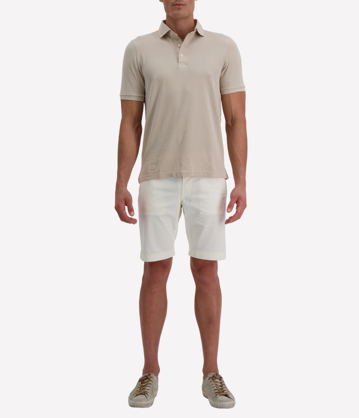 Short Sleeve Polo in Beige