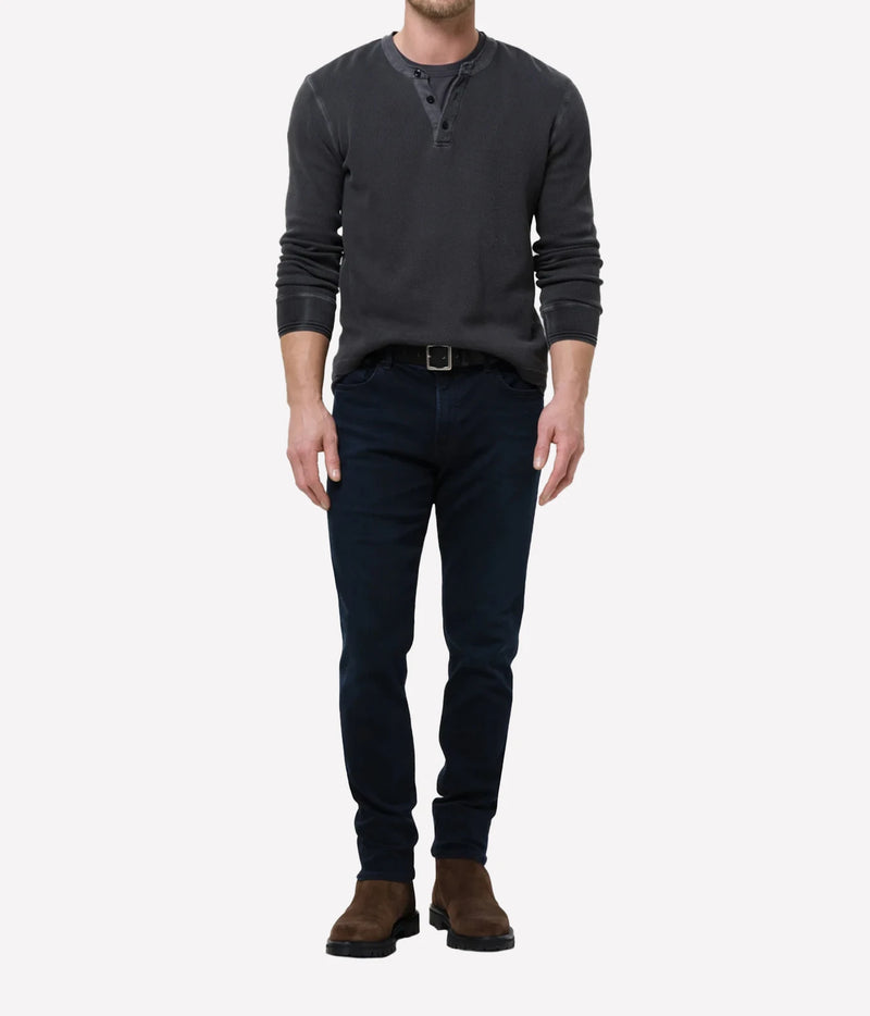 Man wearing Citizens of Humanity London Tapered Slim Perform Jean in Hyde, full front view.