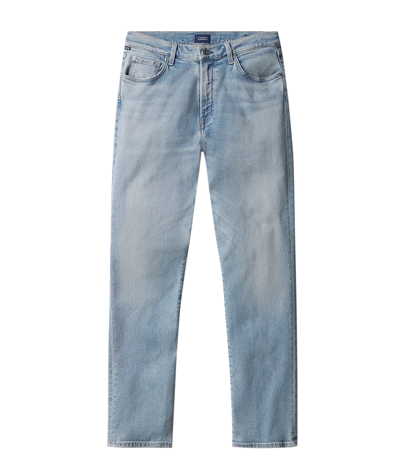 Front flat lay of Citizens of Humanity London Tapered Slim Perform Jean in Light Wash