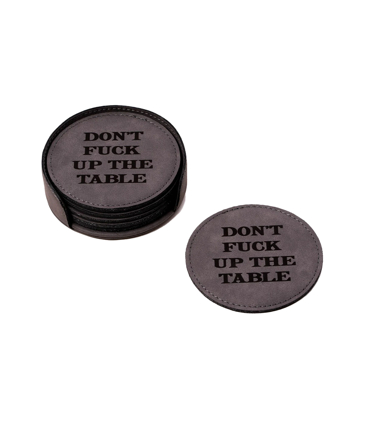 6 Coaster Set with Holder in Grey