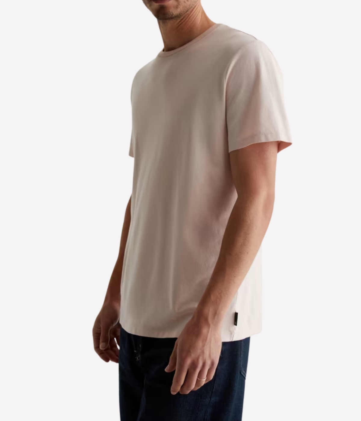 AG Jeans Bryce Crew in Vintage Pink – Angled Front View Cotton Crew Neck T-Shirt