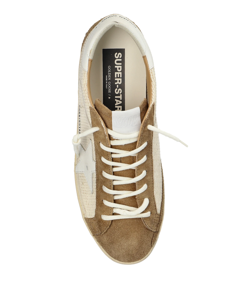 Golden Goose Super Star Sneaker in Cream, White & Brown - Top Shot