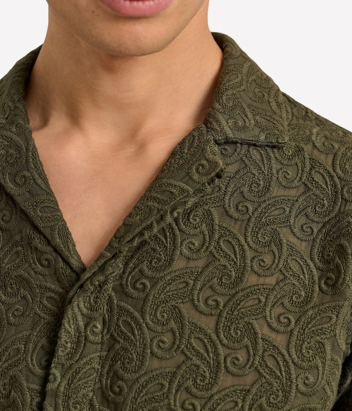 Maitan Broderie Anglaise Shirt in Bayleaf Green