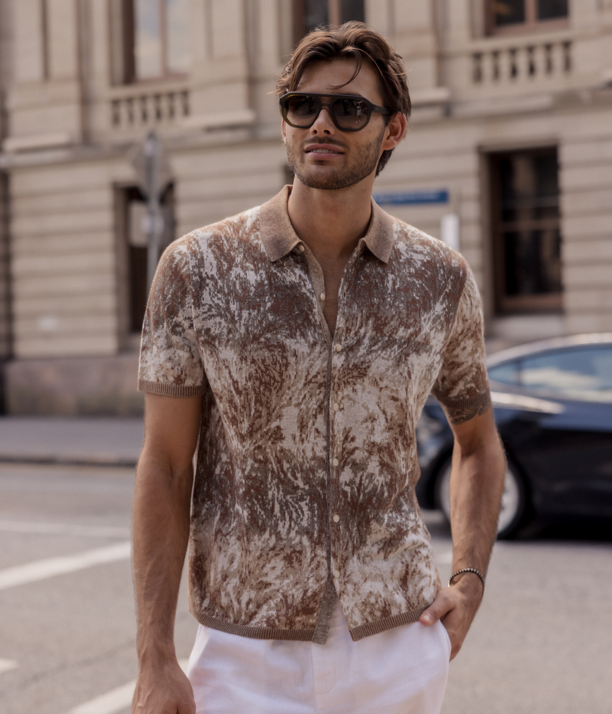 Demonte Regular Fit Short Sleeve in Fossil Grey