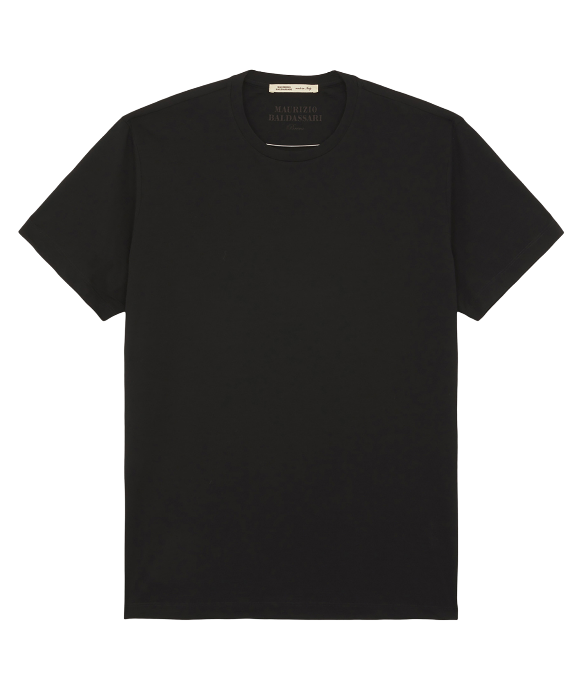 Maurizio Baldassari Linate Short Sleeve T-Shirt in Black front flat lay.