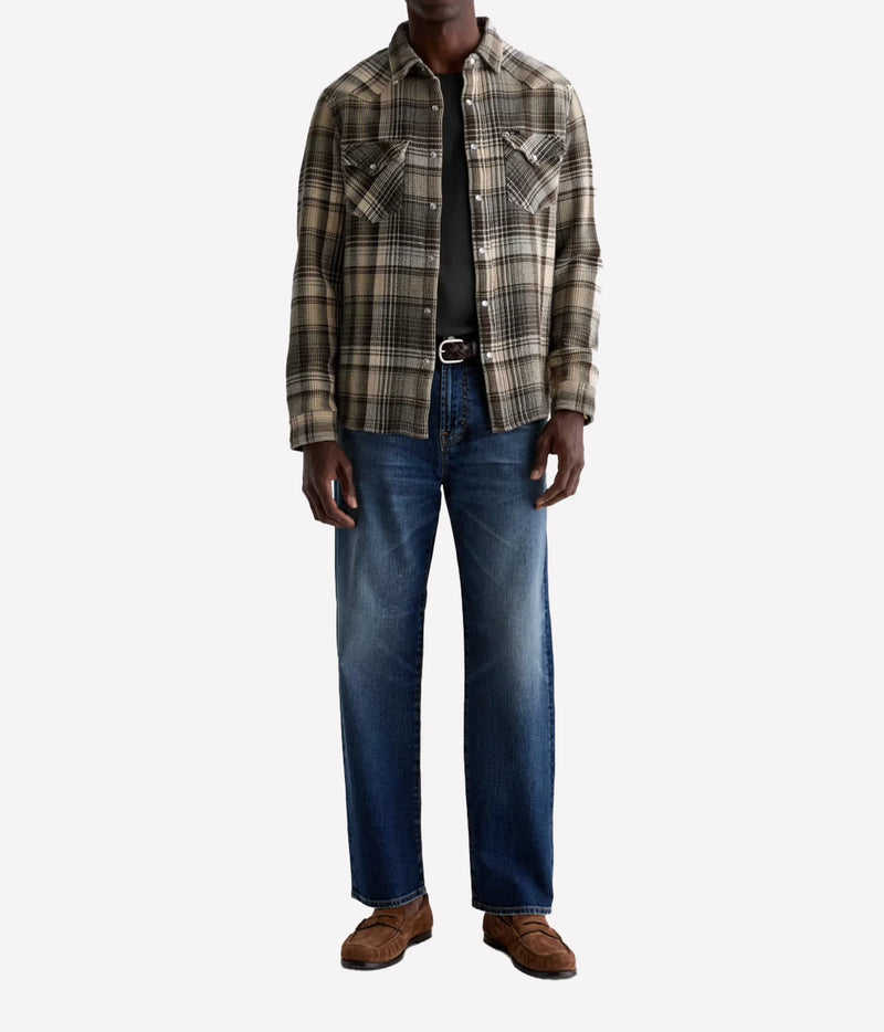 Huston Western Shirt in Green Multi