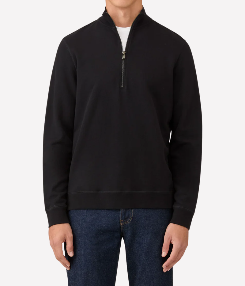 Loopback Half Zip Sweatshirt In Black