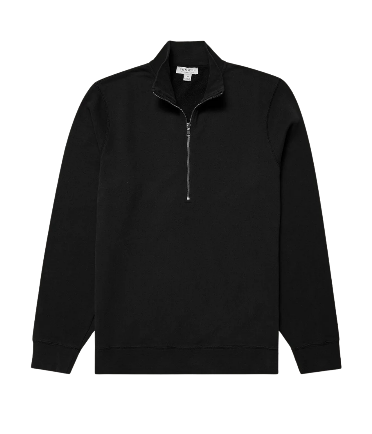 SUNSPEL Loopback Half Zip Sweatshirt In Black