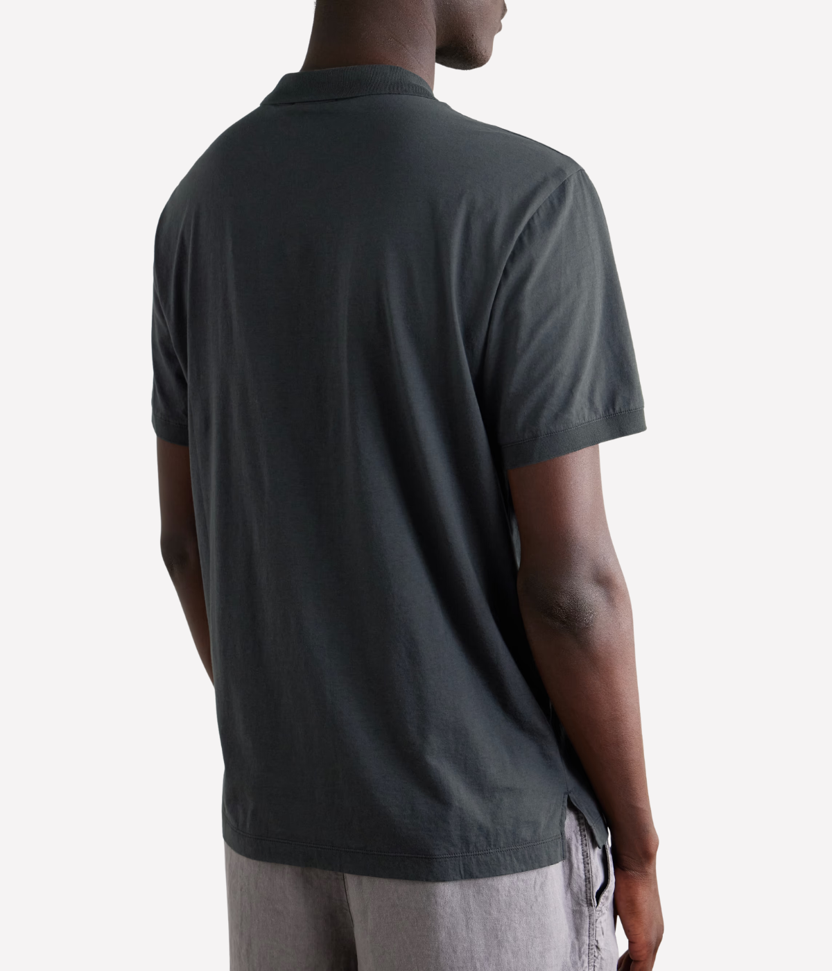 Luxe Lotus Jersey Polo in Carbon
