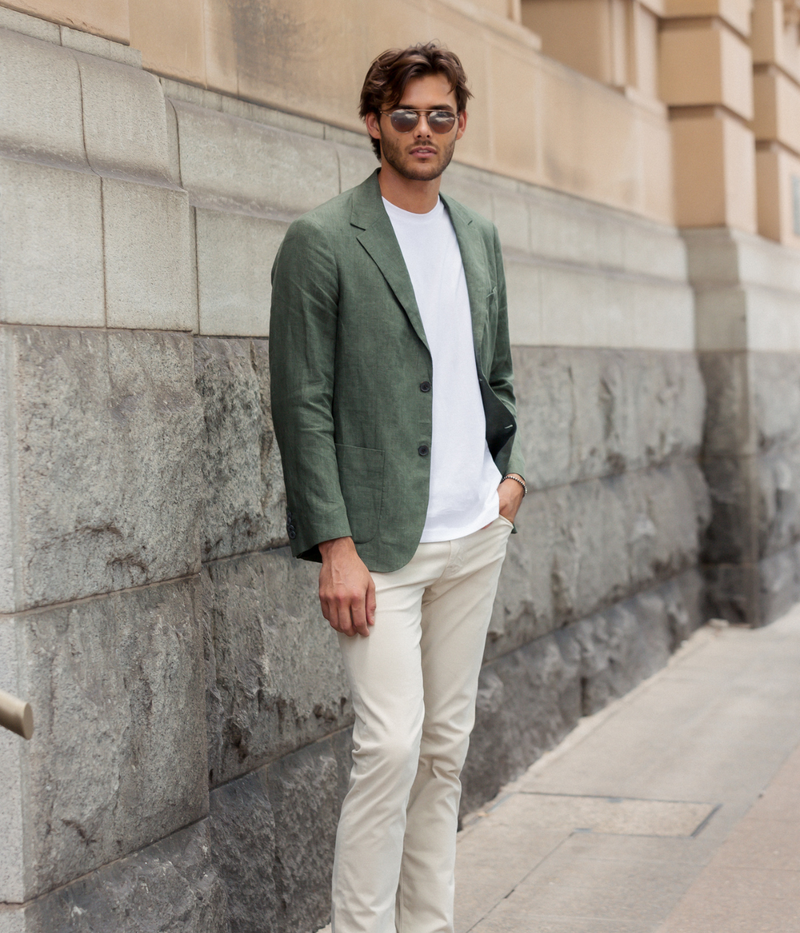 Linen Blazer in Hunter Green
