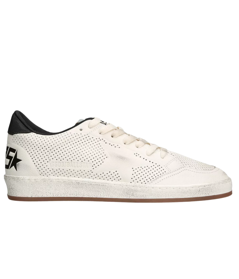 Ballstar Sneaker in Perforated White & Black