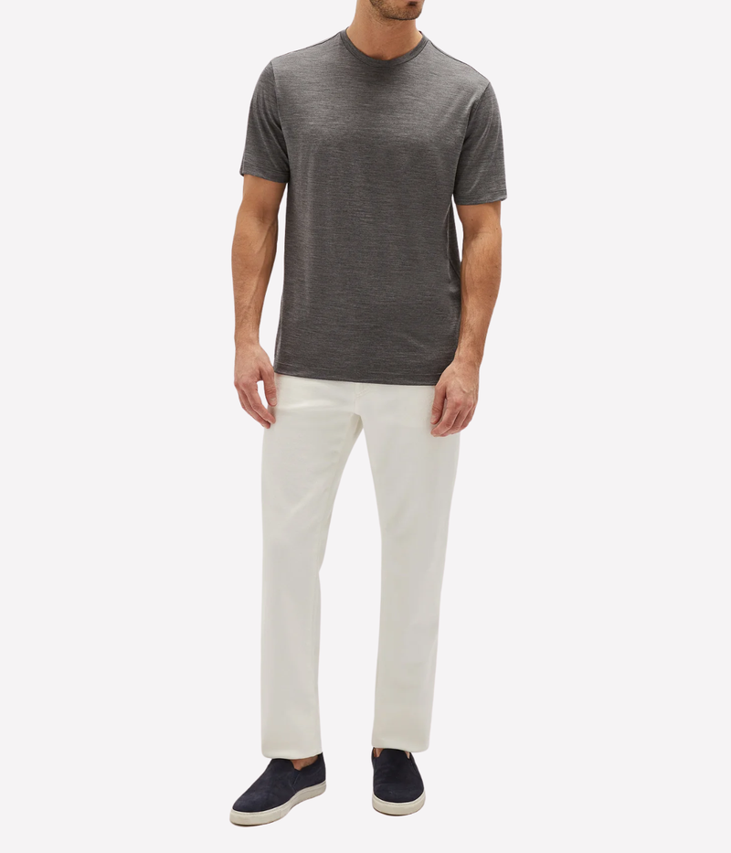 Maurizio Baldassari Linate Short Sleeve T-Shirt in Washed Grey front view on model.