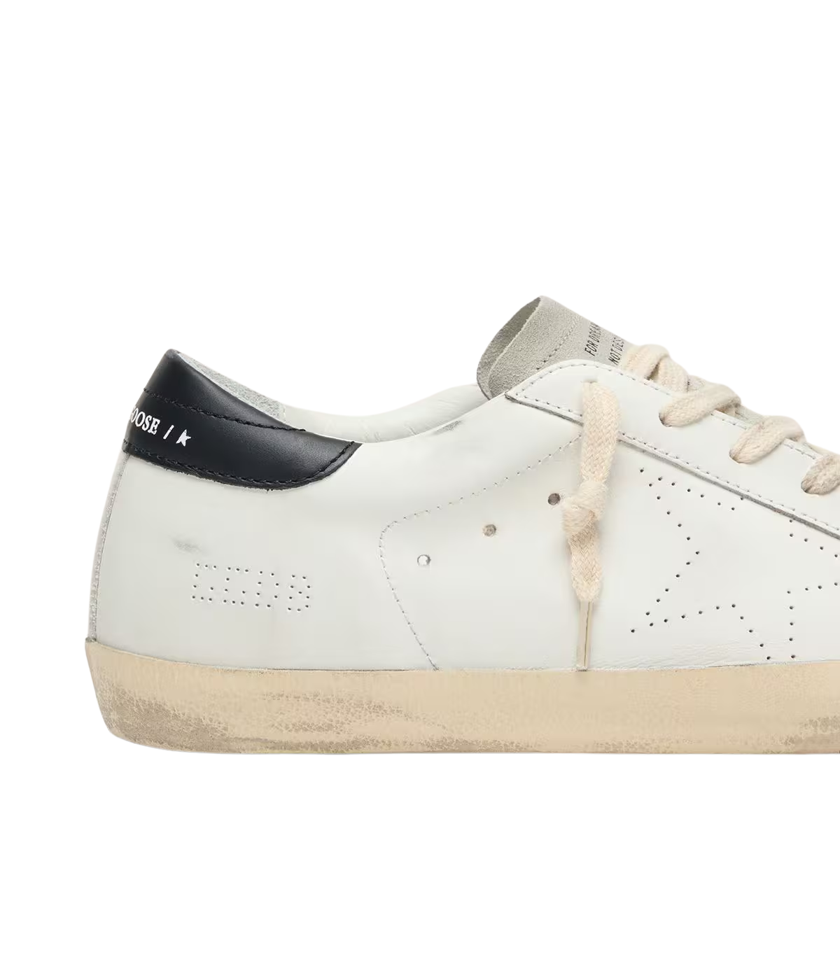 Golden Goose Super Star Sneaker in Black Leather - Close Up Side Shot