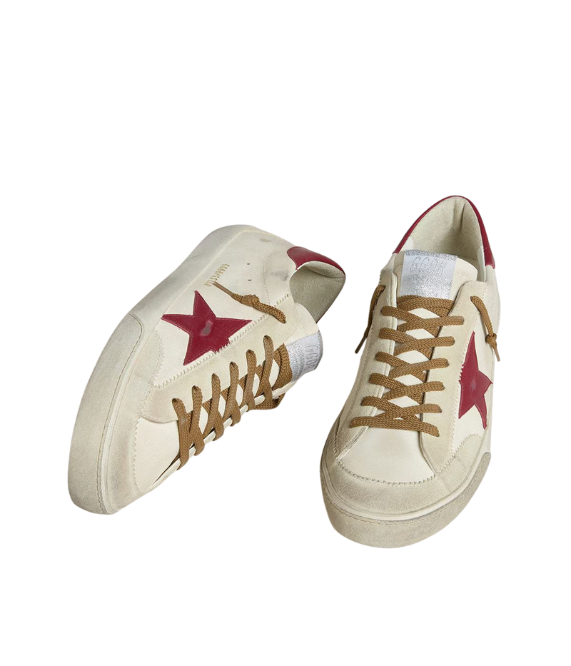 Super Star Sneaker in White Beige Red - Angled Shot