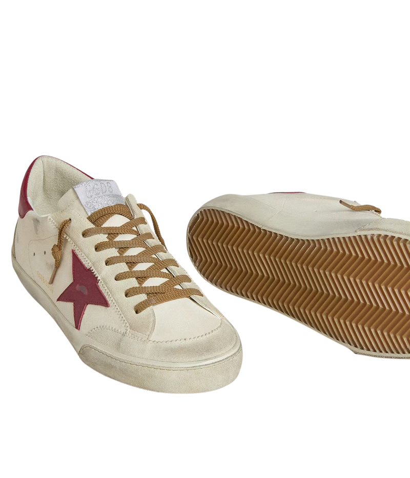 Super Star Sneaker in White Beige Red - Angled Shot