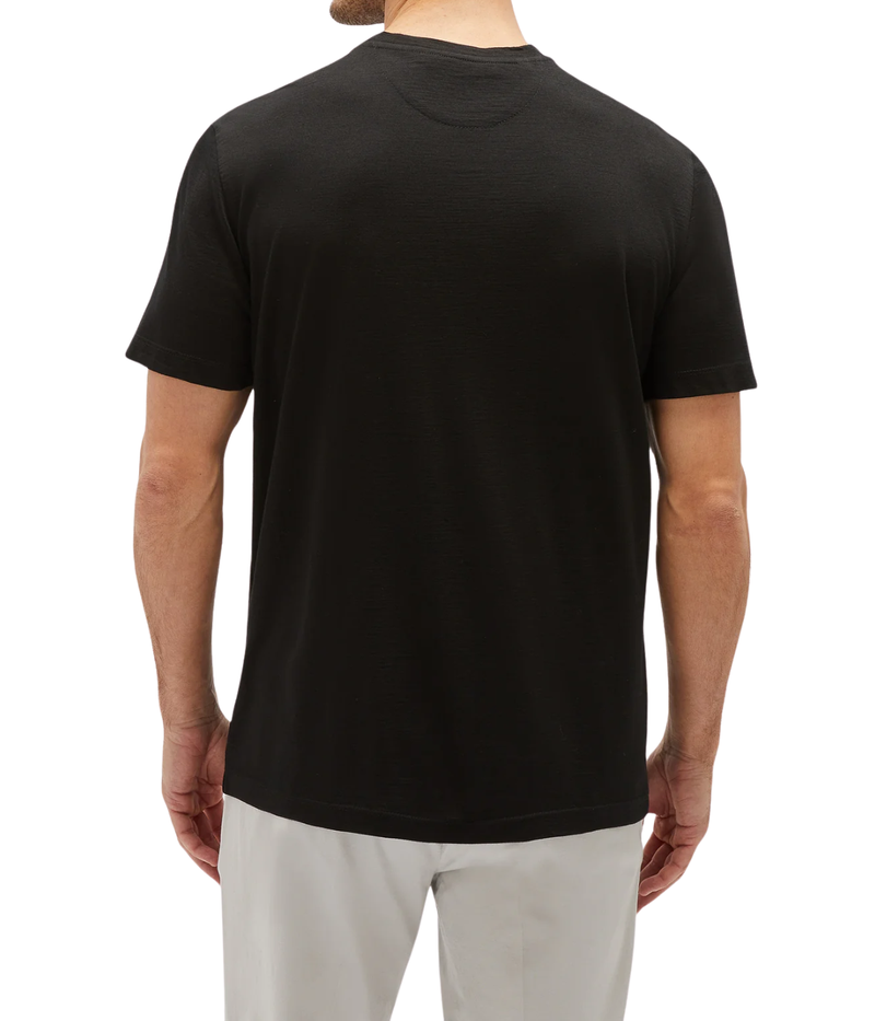 Maurizio Baldassari Linate Short Sleeve T-Shirt in Black back view on model.
