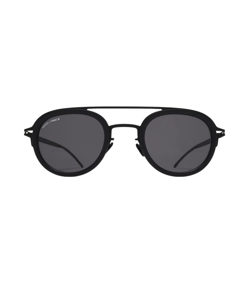 MYKITA MYLON Grunt Sun 579 in Pitch Black & Cool Grey Solid front view.