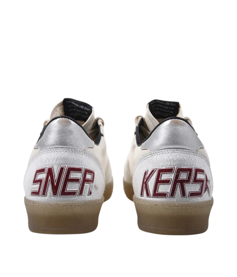 Ball Star Sneaker in Butter Beige, White, Red & Silver