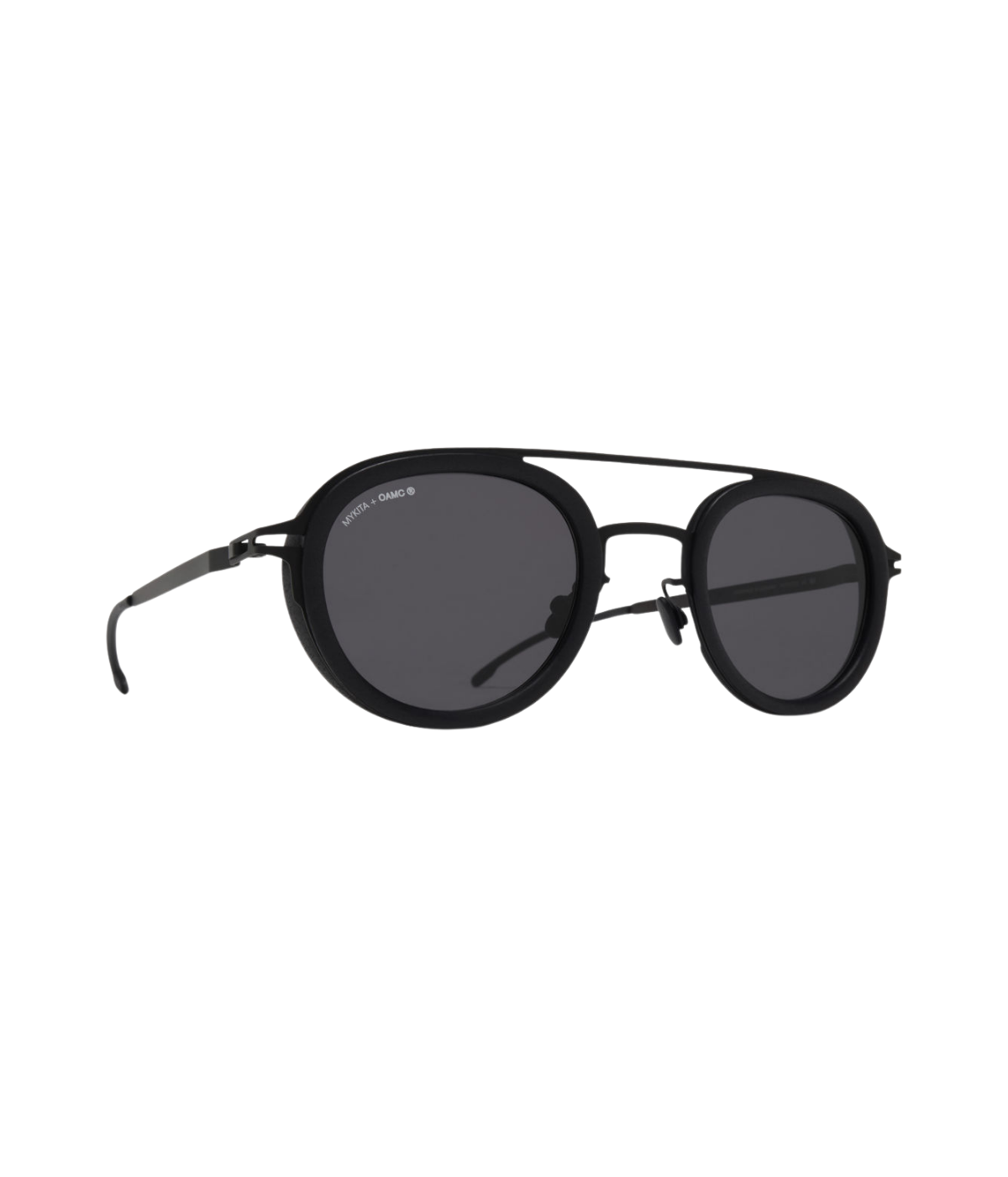 MYKITA MYLON Grunt Sun 579 in Pitch Black & Cool Grey Solid side view.
