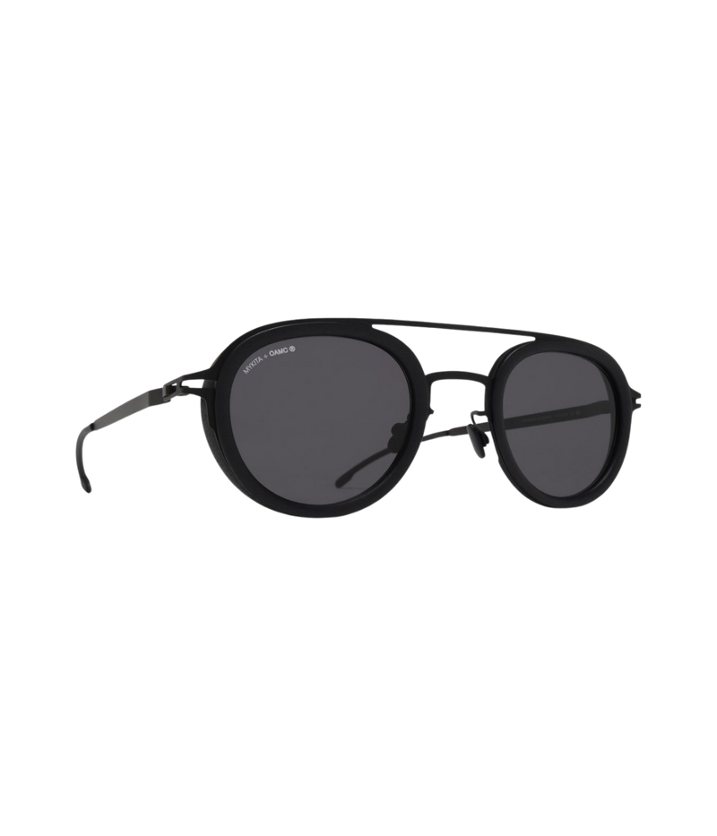 MYKITA MYLON Grunt Sun 579 in Pitch Black & Cool Grey Solid side view.