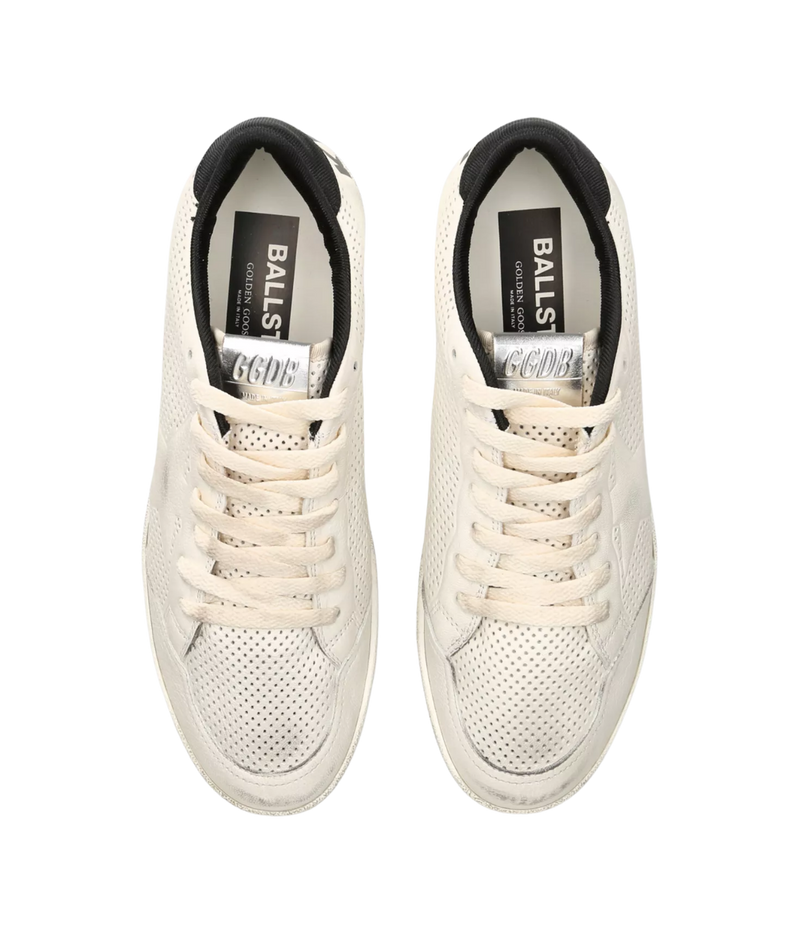 Ballstar Sneaker in Perforated White & Black