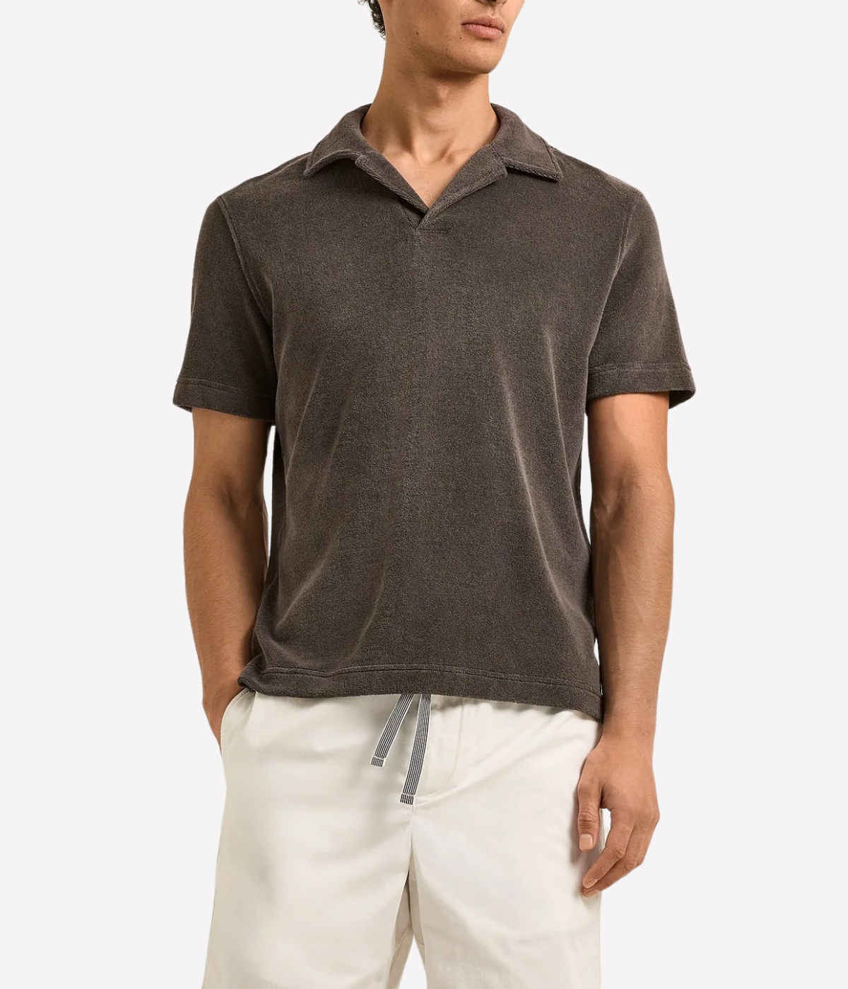 Terry Towelling Polo in Elephant Grey