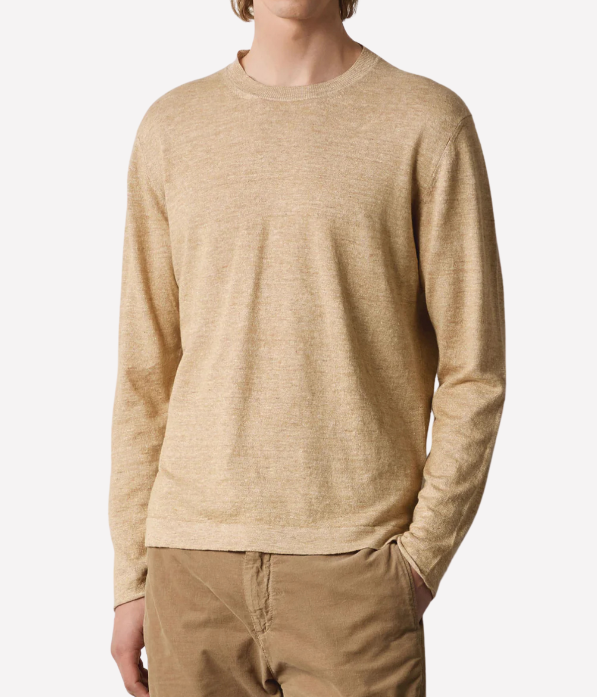 Half-length front view of model wearing Massimo Alba Larry Sweater in Natural