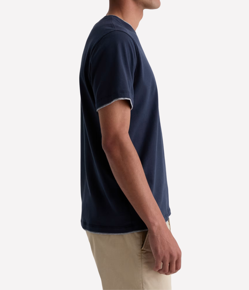 AG Jeans Como Double Layer Crew in Deep Navy Heather Grey – Side View Double Layer Crew Neck T-Shirt