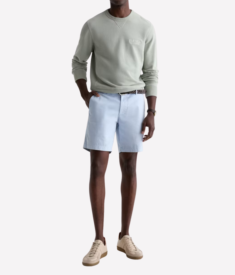 AG Wanderer Short in Sulfur Fresh Blue worn on model - front view.