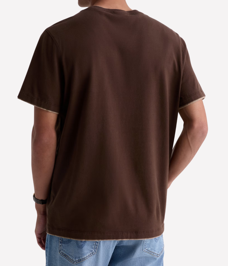 AG Jeans Como Double Layer Crew in Oak Barrel Dry Dust – Back View Double Layer Crew Neck T-Shirt