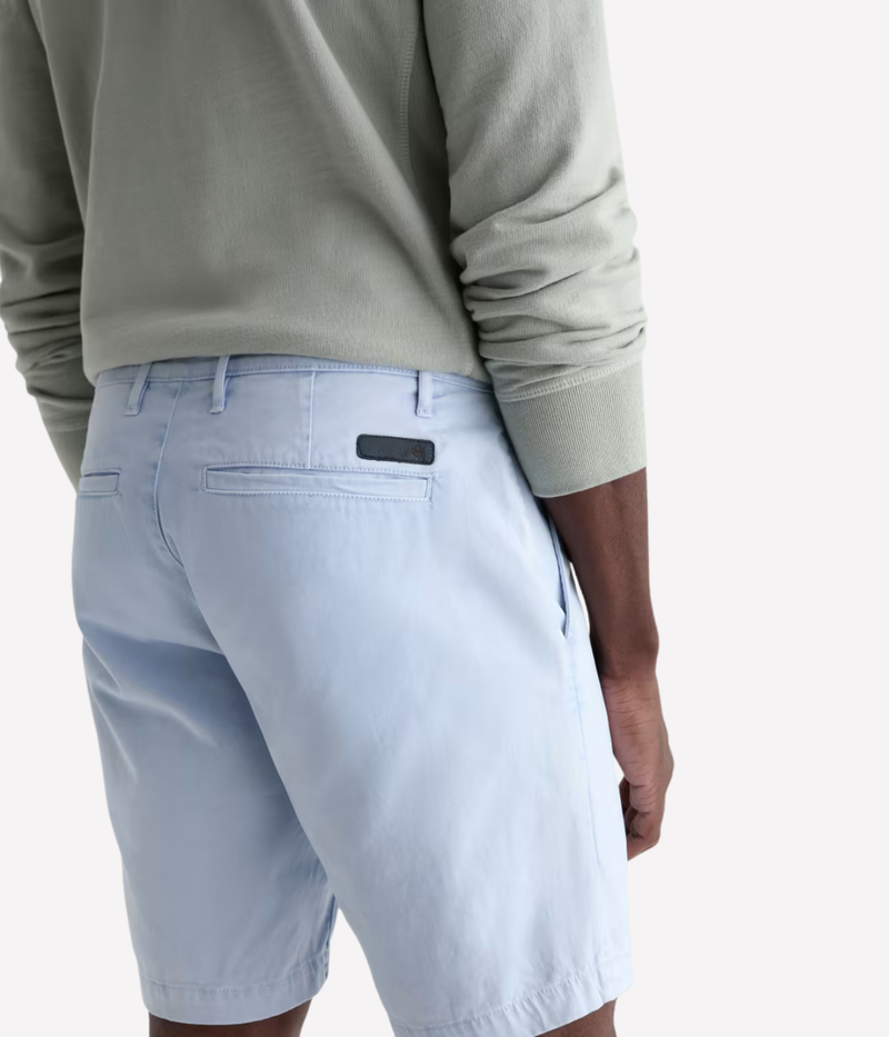 AG Wanderer Short in Sulfur Fresh Blue worn on model - back view. 
