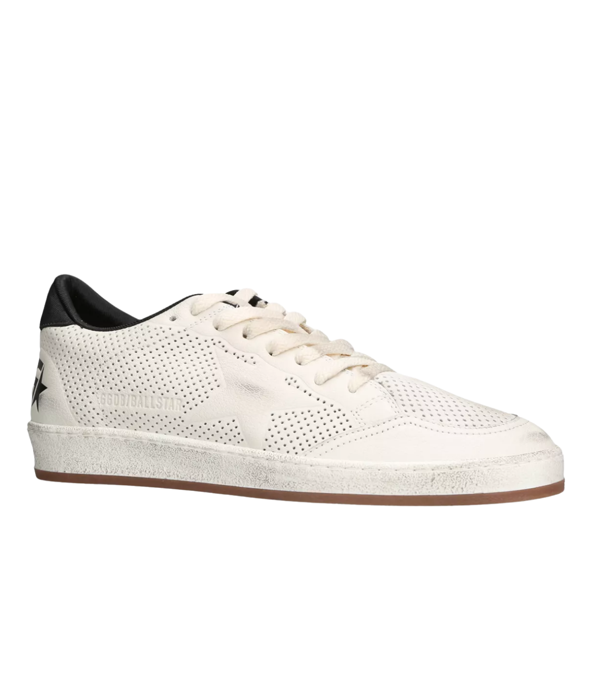 Ballstar Sneaker in Perforated White & Black