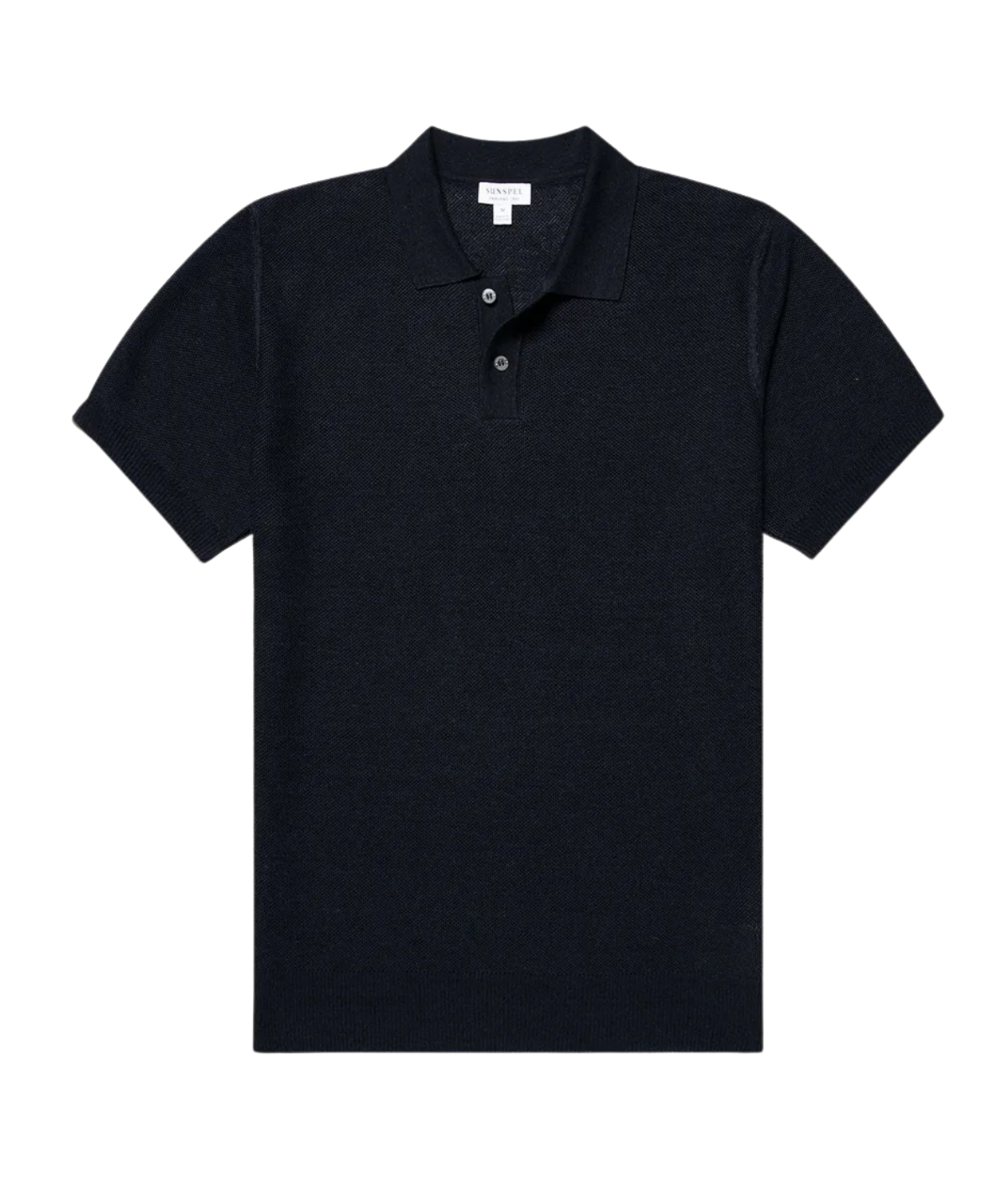 SUNSPEL Linen Silk Honeycomb Polo In Light Navy