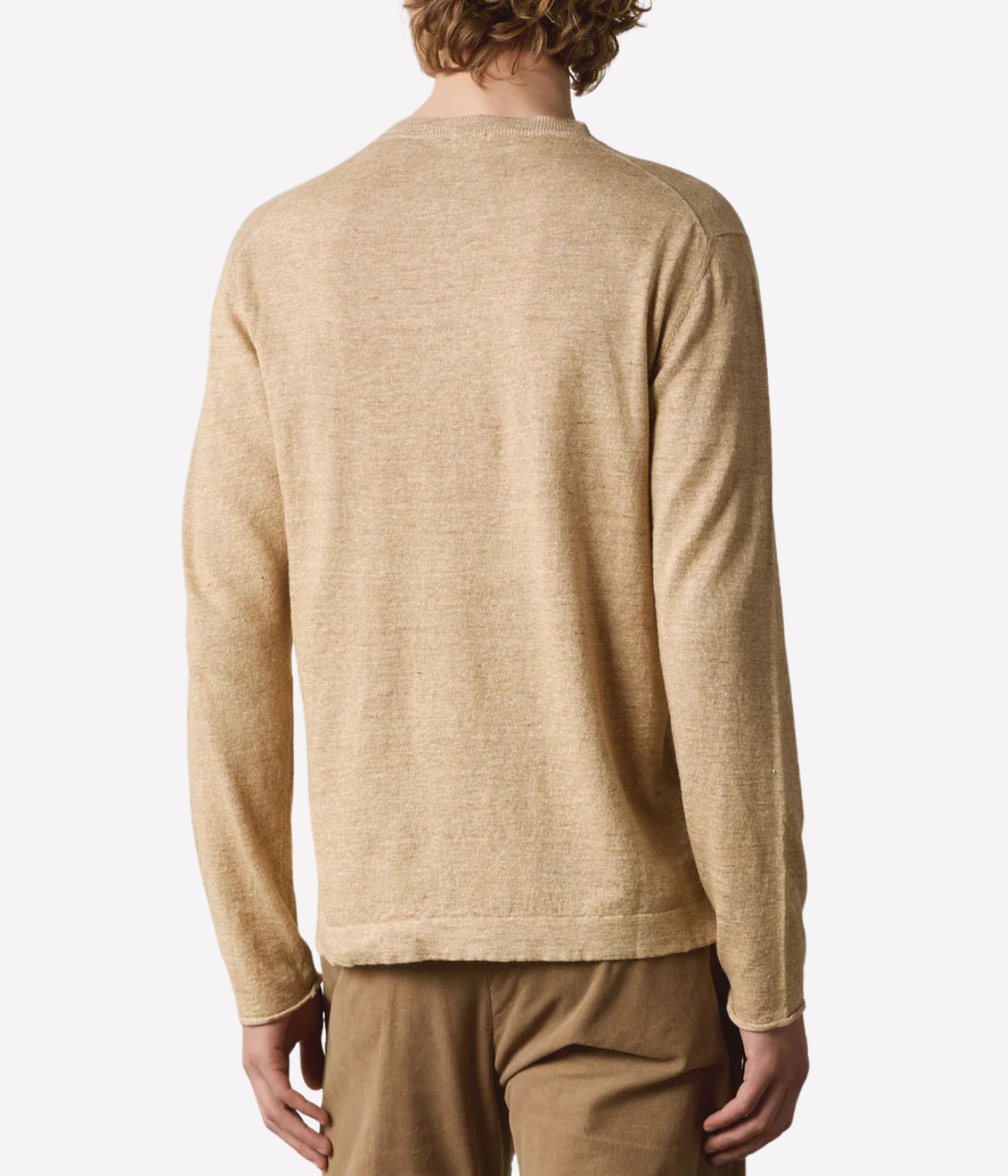 Half-length back view of model wearing Massimo Alba Larry Sweater in Natural