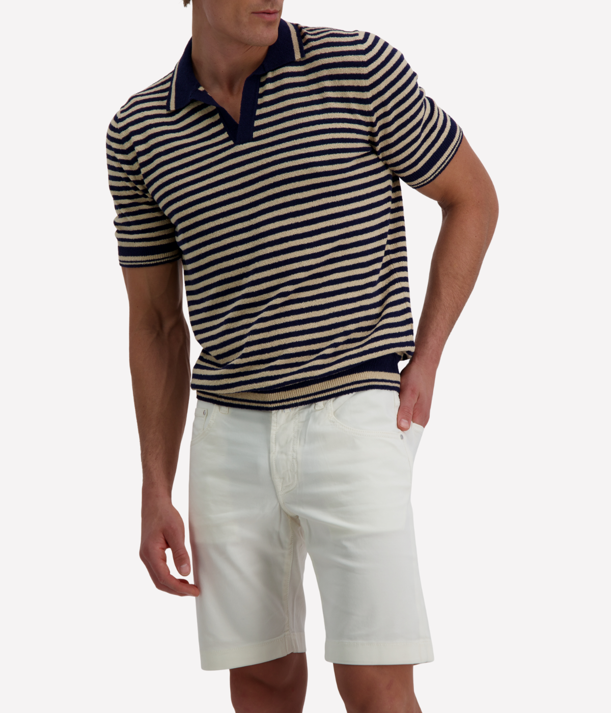 Boucle Tennis Short Sleeve Shirt in Stripe