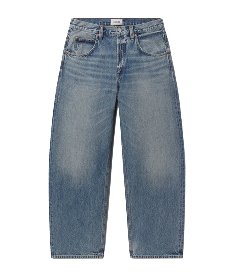 Light blue denim jeans with a straight-leg fit, shown flat against a solid white background.