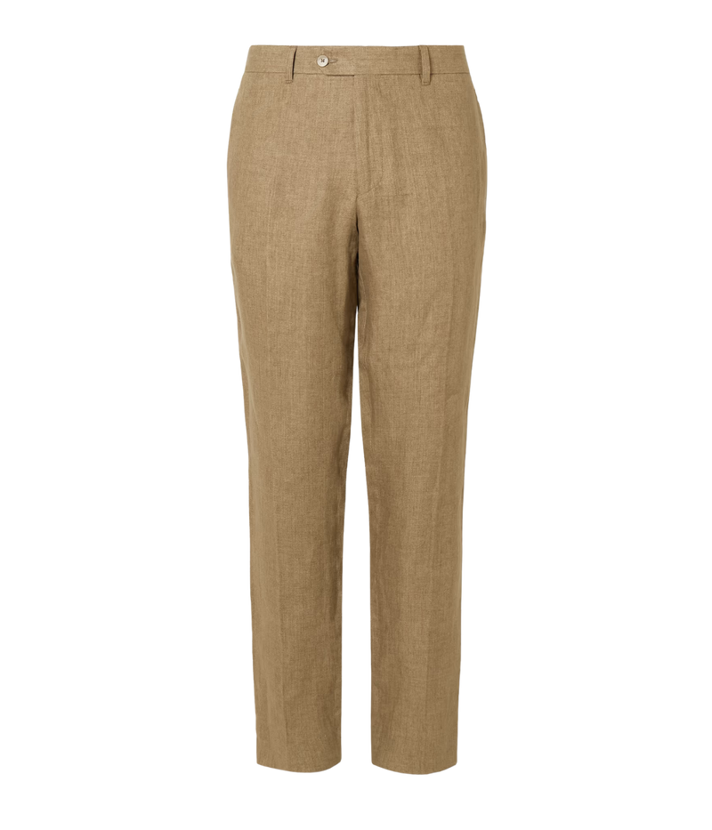 Affonso Tailored Linen Trousers in Light Brown