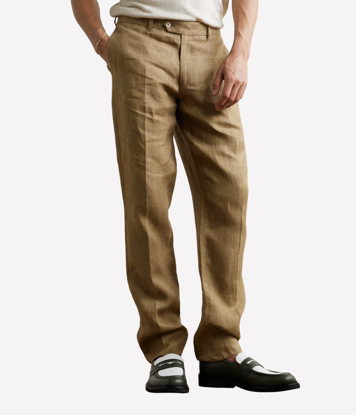 Affonso Tailored Linen Trousers in Light Brown