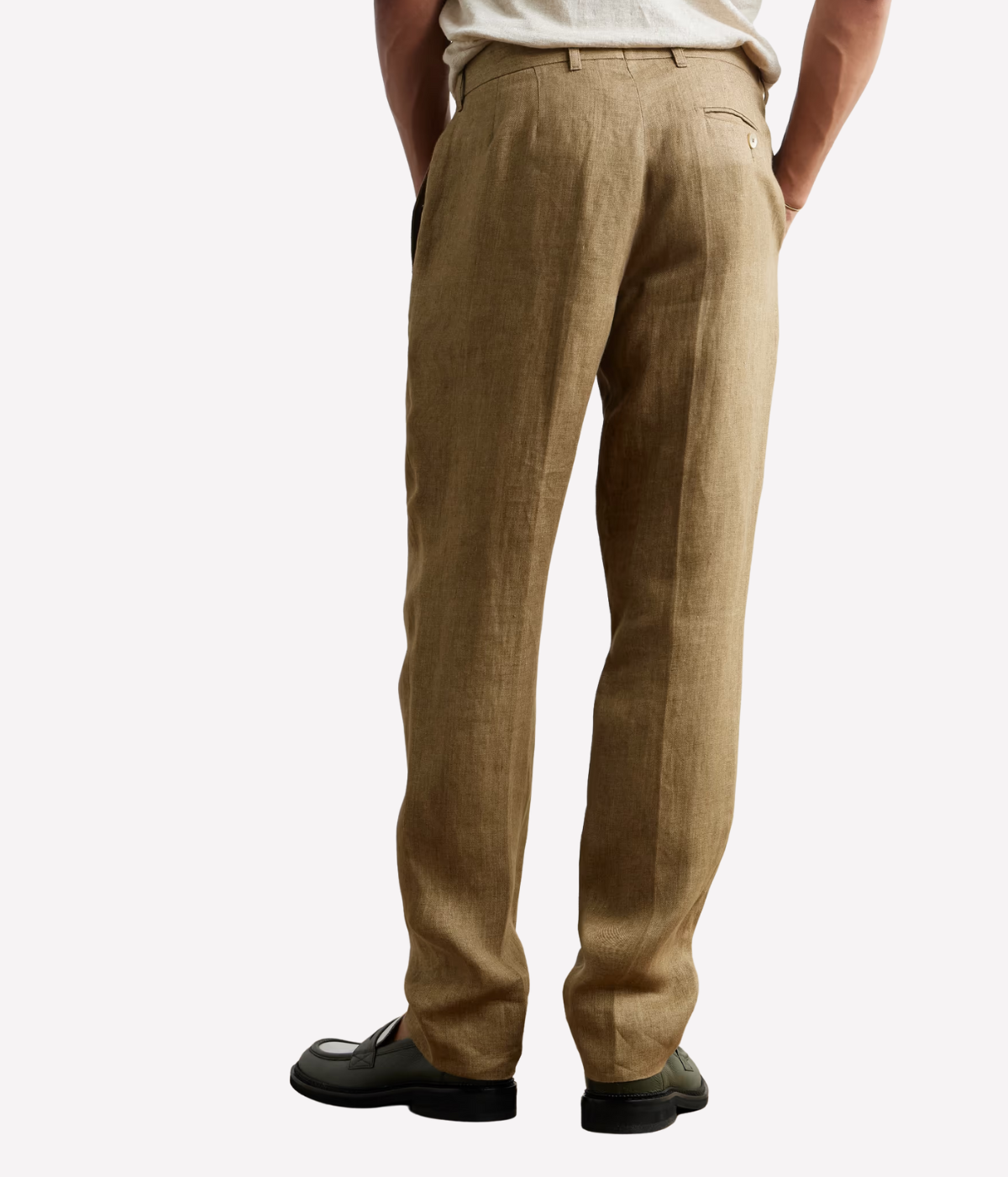 Affonso Tailored Linen Trousers in Light Brown