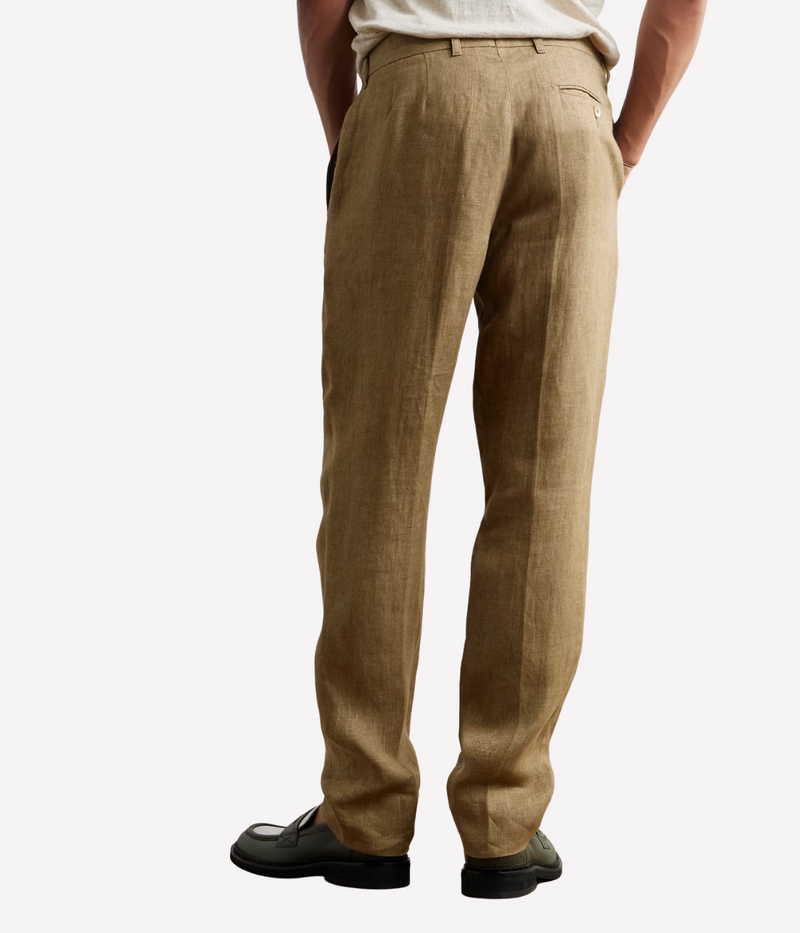 Affonso Tailored Linen Trousers in Light Brown