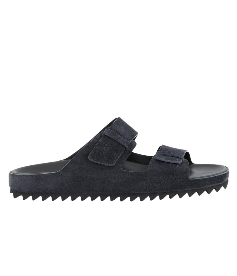 Agorà 010 suede sandals with double straps, leather lining, and rubber outsole.