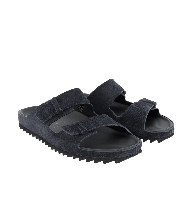 Agorà 010 suede sandals with double straps, leather lining, and rubber outsole.