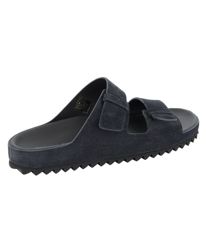 Agorà 010 suede sandals with double straps, leather lining, and rubber outsole.