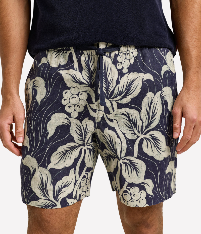Alex Linen Short in Night Iris