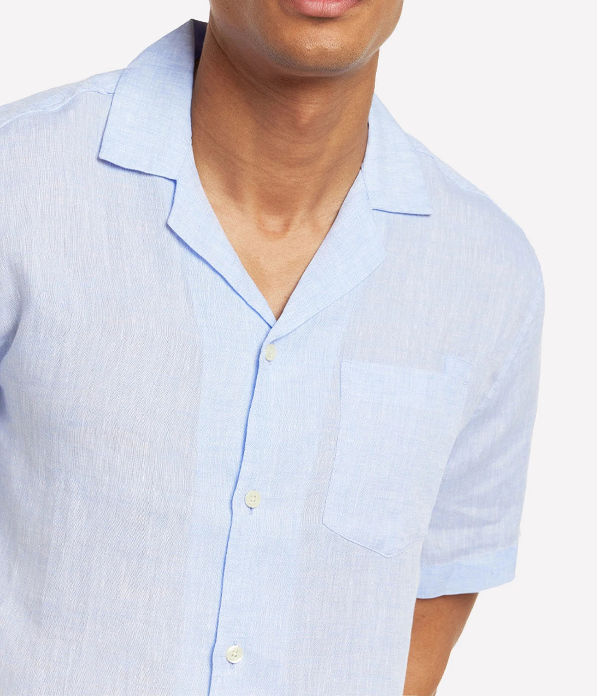 Angelo Linen Short Sleeve Shirt in Baby Blue