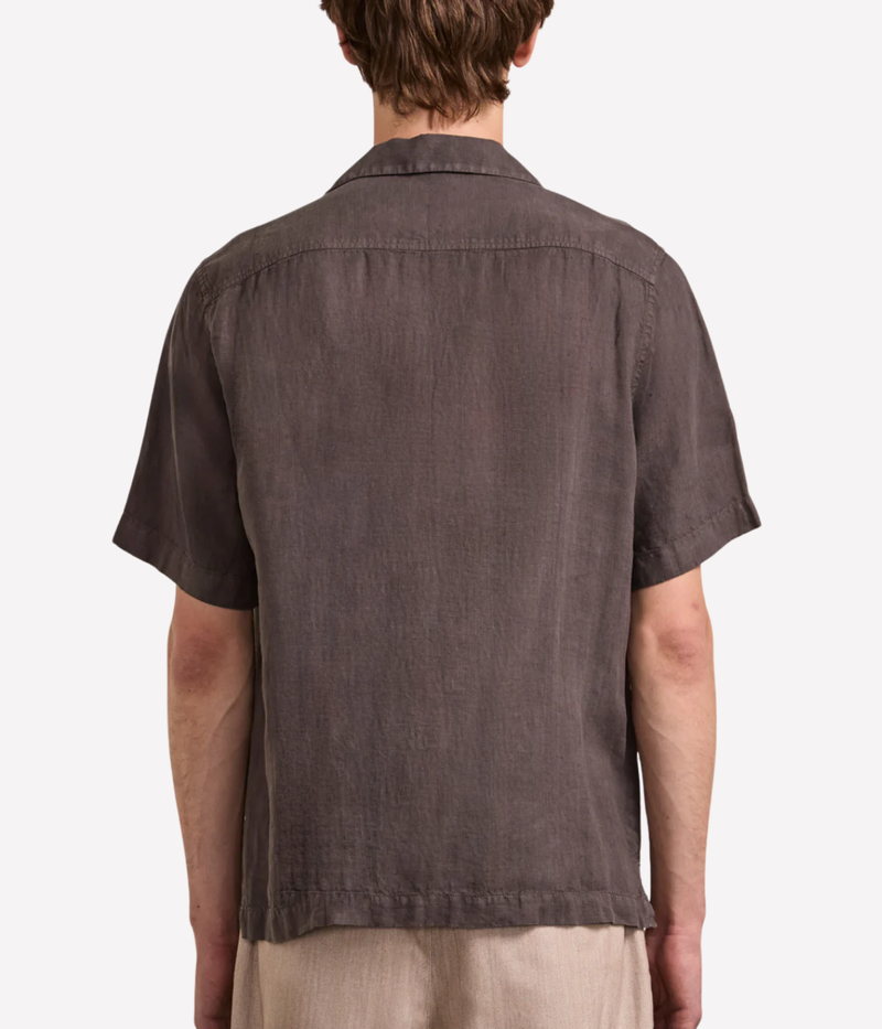 Angelo Linen Short Sleeve Shirt in Cedar Grey