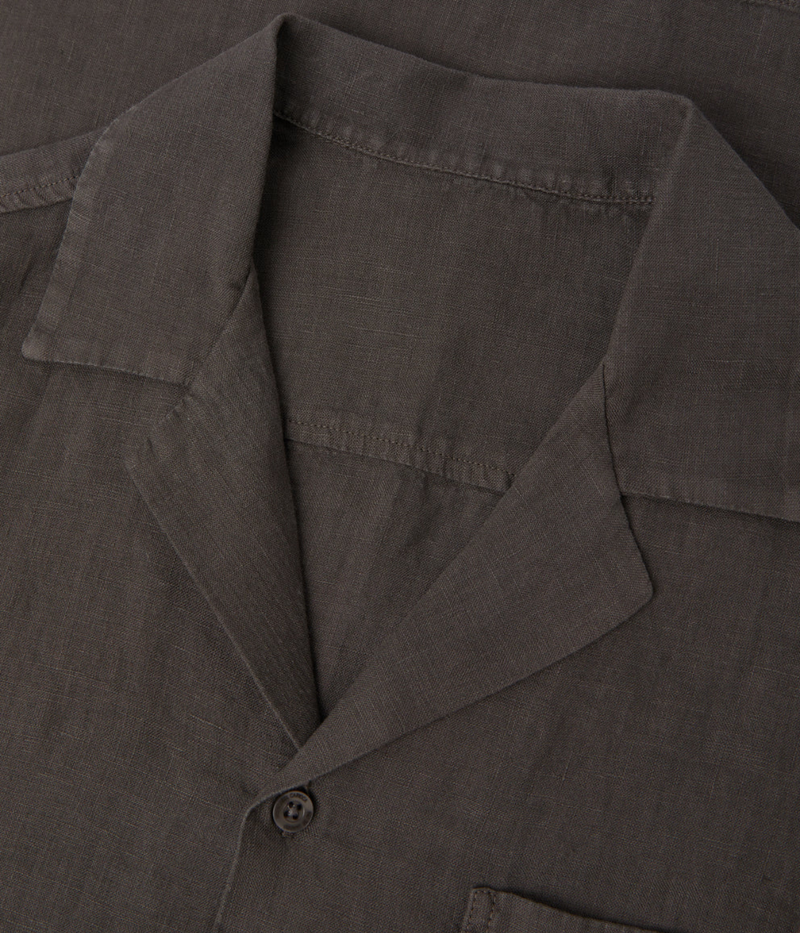 Angelo Linen Short Sleeve Shirt in Cedar Grey