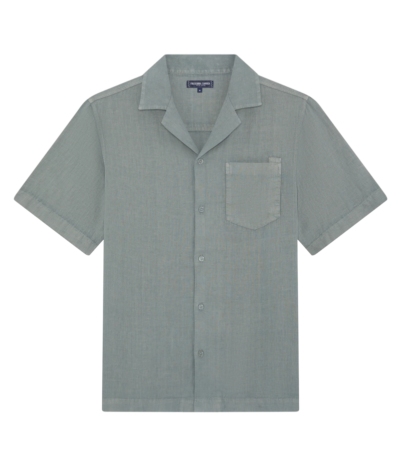 Angelo Linen Short Sleeve Shirt in Coastal Blue