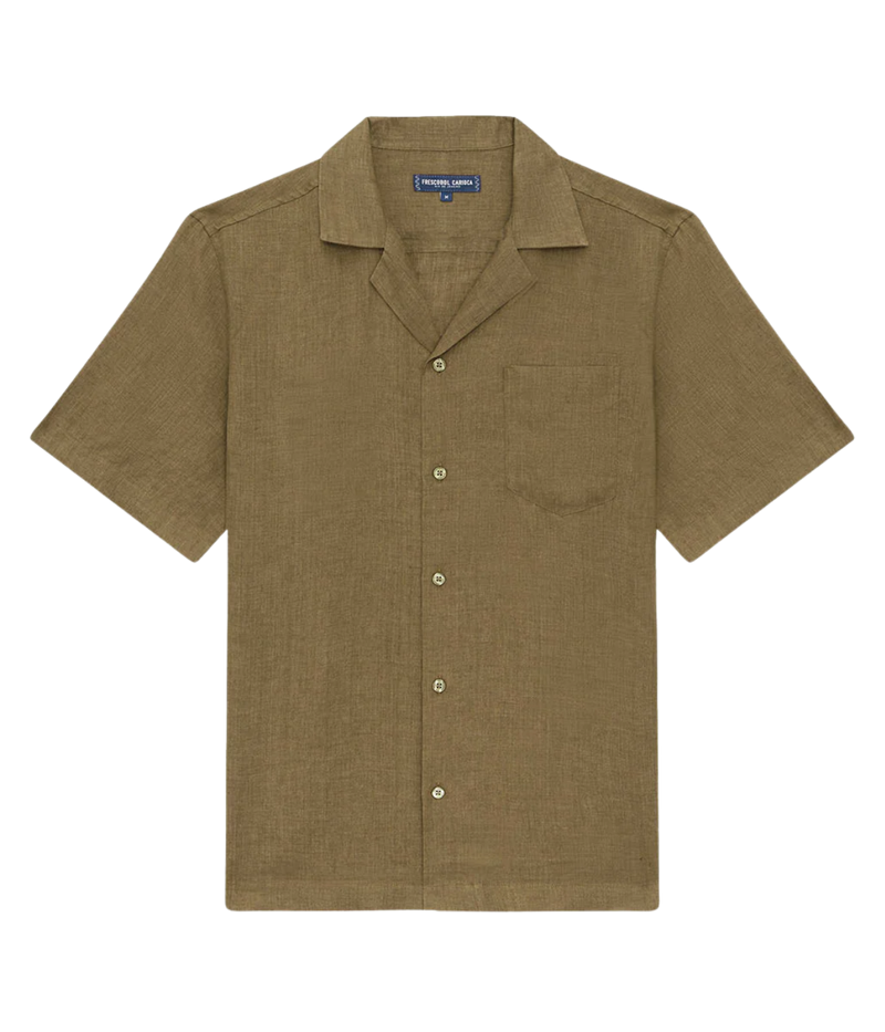Angelo Linen Short Sleeve Shirt in Khaki