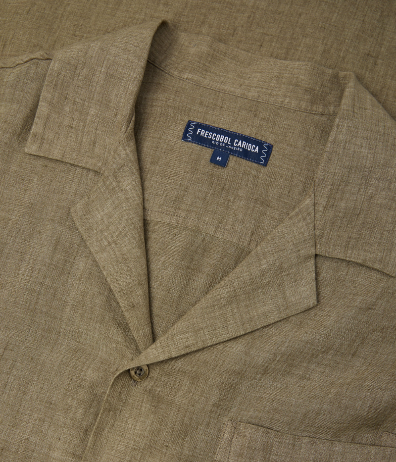 Angelo Linen Short Sleeve Shirt in Khaki